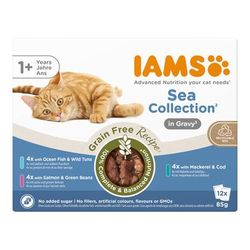 48 x 85g Sea Collection in Gravy IAMS Advanced Nutrition Grain Free Wet Cat Food
