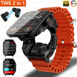 GT8 2 in 1 Smart Watch With Earbuds Smartwatch Full-Screen Touch Bluetooth Earphone HeartRate Blood Pressure Monitor Sport Watch