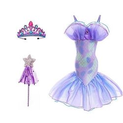 Settimana del libro 2026 La sirenetta La sirenetta La coda della sirenetta Abito da principessa acquamarina Abito da Halloween Costume da cosplay Costume da festa a tema Cosplay Film Cosplay per bambine Carnevale in maschera per bambini