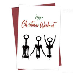 Funny Christmas Greeting Card with Envelope,Enjoy A Christmas Workout,Christmas Card for Mom Dad,Holiday Gift Cards for Friends