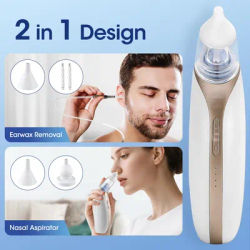 2 in 1 Ear Wax Removal Vacuum Set with 3 Levels Suction Nasal Aspirator Ear Cleaner for Adults And Kids Safe Ear Suction Tool