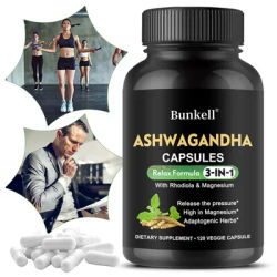 Ashwagandha + Magnesium Capsules - Provide Energy, Strength, Vitality, and Performance for Men and Women, and Promote Sleep.