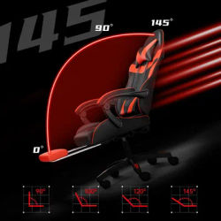 Chaise de jeu de massage ergonomique avec haut-parleurs Bluetooth, lumières RVB et repose-pieds pour un jeu vidéo confortable