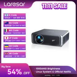 Lareser A1 Projector 4K 1000ANSI Official Netflix Linux Native 1080P Auto Focus/Keystone Dolby Audio WiFi6 BT5.2 Home Theater