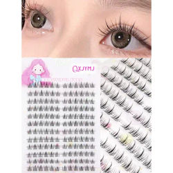 60 Pcs/Set 3D Wispy Manga Lashes - Natural C Curl Sunflower Fake Eyelashes, Cartoon Design with Transparent Band, Fluffy Volume