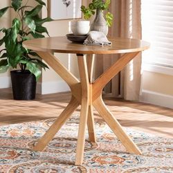 Kenji Modern Natural Brown Finished Wood 34-Inch-Wide Round Wood Dining Table by Baxton Studio in Natural Brown (Size OS)