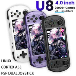 128G U8 Retro Handheld Video Game Console Linux System 4.0 Inch IPS Screen R35s Pro Portable Pocket Video Player and 64GB Games