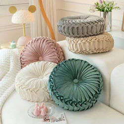 Oreiller de sol en velours en forme de citrouille, coussin décoratif rond pour la décoration de la maison bohème, futon Tatami doux pour baie vitrée, salon