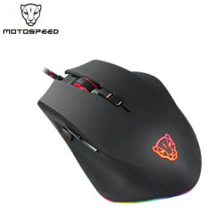 Motospeed V80 Wired Gaming Mouse 8 Key 5000 DPI Ergonomic RGB Backlit PAW 3325 Optical Sensor Macro Mouse For PC Laptop