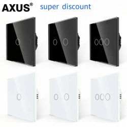 AXUS EU Touch Switch AC100-240V Power LED 1/2/3 Gang Crystal Glass Panel Wall Lamp Light Switch Sensor Switches Interruttore