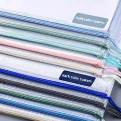 10PCS Transparent Mesh Zipper Bag Waterproof Zip File Folders A4 School Office Supplies Document File Folders Storage Bags
