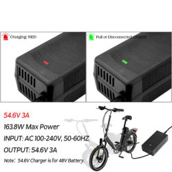 DC 5525 5521 Charger 54.6V 3A Lithium Battery Charger for 48V Battery, Universal Charger for e-bike and e-scooter