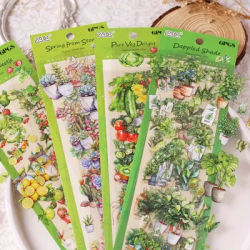 6sheets PET Fruit Plants Stickers Decor Sticker for Scrapbooking Supplies Aesthetic Junk Journal Creative Decor Album Stickers