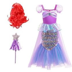 Settimana del libro 2026 La sirenetta, fiaba, principessa Ariel, vestito, costume, coda di sirena, personaggi dei libri di fiabe, film, cosplay, per bambine, carnevale, spettacolo mondiale, evento scolastico, travestimento