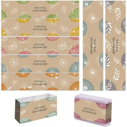 90pcs Wrap Paper Tape 9 Style Vintage Band Label Flower Paper Tag Wrapper Sleeves Covers Vertical Tags for Handmade Soap Lotion