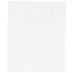 Set di decorazioni natalizie adesivi per vetri casette e abete bianchi (x2)