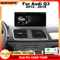 8 Core Android 14 System Car Multimedia Stereo For Audi Q3 Google WIFI 4G SIM 8+128GB RAM IPS Touch Screen GPS Navi Carplay