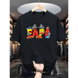 Disney Lightning McQueen PAPA Racing T-Shirt Men's Summer Casual Comfortable Short Sleeve Tee Unisex Oversized Men's Clothing