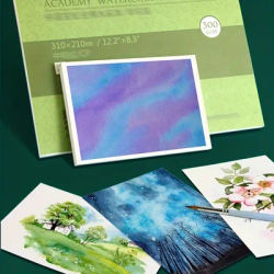 Professional Watercolor Paper Pad, 7"x4.9",140lb/300 gsm 20 Sheets for Watercolor Ink Painting,Wet Media,Great and Sketchbook