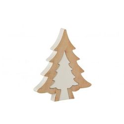 Albero di Natale decorativo in legno di mango bianco 30x26x3,5 cm