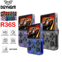BOYHOM RK3326 Original ARKOS R36S Retro Handheld Game Console 3.5'' IPS,, 64G/128G 15000+ Games, Linux Portable Pocket Player