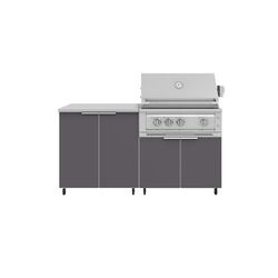 NewAge Outdoor Kitchens Aluminum 4-Piece Cabinet Set with Caster and 2 Door, Grill Cabinet, Platinum Grill, Countertop