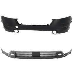 Replacement Bumper Cover Upper - Primed, Lower Textured, Front, & Lower, 1-year unlimited-mileage warranty SET-RN01030044P
