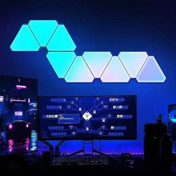 Quantum Atmosphere LED Triangle Lamps, WIFI Bluetooth USB Smart Wall Light, Creative Gaming Bedroom Decor wifi App(no 2a Plug) 6 Pcs Set