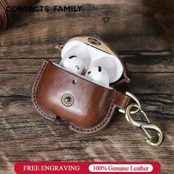 AirPods 4 Genuine Leather Case, Apple Air Pods 4th Generation Earphone Case Cover, Protective Headset Shell coffee for Airpods 4