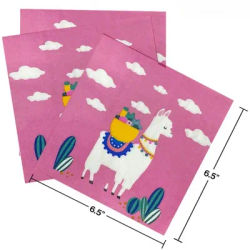 20pcs New Pink Alpaca Clouds Food Grade Printed Patterns Paper Towels Party Paper Placemats Commercial Napkins Wholesale