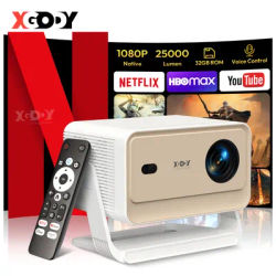 XGODY Projector 25000 Lumens Netflix Official Whale OS Voice Control 4K 32GB FHD Projector Dual WiFi6 BT5.4 Home Theater