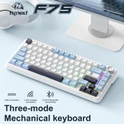 75% Mechanical Keyboard F75 FREEWOLF Bluetooth Three-mode Keyboard,Dedicated for Gaming and Office Use