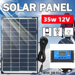 35W Solar Panel Charger Kit 12V Portable Power Bank 10/20/30/40/50/60/100A Regulator Controller Adjust for Home Caravan Outdoor