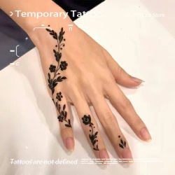 Flowers Plants Herbal Juice Tattoo Sticker Sexy Hotwife Waterproof Fake Tatto Temporary Tattoos Man Arm Festival Accessories Art