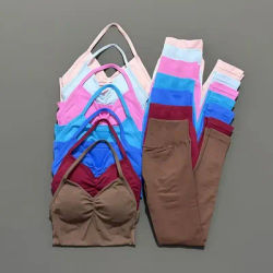 2pcs Women Seamless Yoga Set Sport Suit Gymwear Workout Clothes Gym Crop Top High Waist Legging Fitness Sports Suits