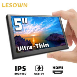 LESOWN Space-Saving Monitor 5 Inch Portable IPS Screen with bracket 800×480 HD IPS Mini HDMI Display for Raspberry Pi PC Laptop