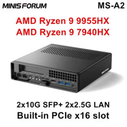 MINISFORUM MS-A2 Mini PC AMD Ryzen 9 9955HX 7940HX 2x10G SFP 2*2.5G LAN 3*NVMe Windows 11 Workstation Gaming Computer WiFi6E