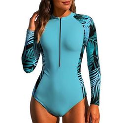 Per donna Muta da Immersione Rash Guard Top sottomuta Costume da bagno UPF50 Asciugatura Rapida Leggero Manica Lunga Maglia da nuoto Con zip Cerniera Frontale Surf Spiaggia Sport Acquatici Nuoto