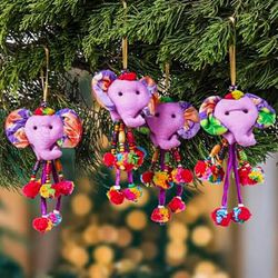 Spring Ears,'Spring-Themed 4-Piece Cotton Blend Elephant Ornament Set'