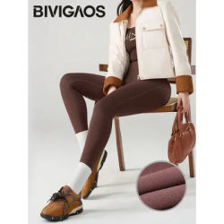 BIVIGAOS Autumn Winter 3D Butt Sharkskin Warm Yoga Leggings Women's Stretch Slim Brushed Light Fleece Fitness Sport Leggings