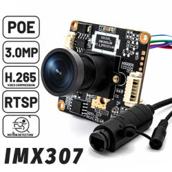 WGWK IP Camera Board IMX307 3MP Ultra Low illumination With 2.35mm 143° Wide Angle Onvif H.265 RTSP POE Security Webcam Module