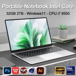 15.6 Inch Laptop Portable Intel Core i7 8550U 32GB 2TB SSD Computer PC Windows11 Office Laptops Fingerprint Unlock Notebook