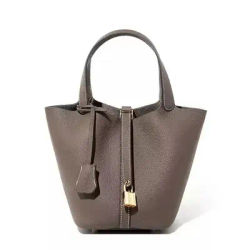 Cross-Border Bucket Handbag Women's Bag Togo Leather Basket Handbag Summer New Fashion Soft Leather Mobile Phone Pocket