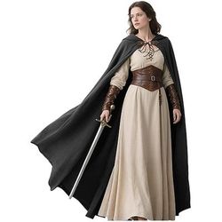 Retrò Vintage Medievale Rinascimento Mantello Mantello con Cappuccio Scialli Vampiro Nobile Tiro con l'arco Tinta unica Costume Per uomo Per donna Celtico Vichingo Fantasia Halloween LARP Adulti