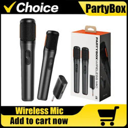 PartyBox Wireless Microphone Dual Channel UHF Handheld Rechargeable Portable Mic with Receiver Long Battery Life for Karaoke