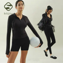 SUJIIN Women's Yoga Hooded Jacket 2025 Autumn Long Sleeve Sports Fitness Cycling Running Jackets Tops Woman Sportswear SK018