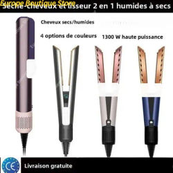 2-in-1 Hair Straightener and Dryer Combo - Negative Ion Heating Flat Iron for Quick, Long - Lasting Hair Styling at Home，salon