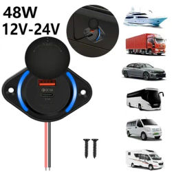 Qc3.0 Pd double Usb 3.1A prise de chargeur rapide de voiture 12V/24V alimentation modifiée 48W Charge rapide voiture Bus Rv Bus bateau camion