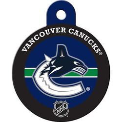Vancouver Canucks NHL Personalized Engraved Pet ID Tag, 1 1/4" W X 1 1/2" H, Large, Black