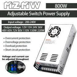 Adjustable 800W Switching Power Supply 180-264VAC 0-15V 24V 36V 48V 60V 72V 80V 110V 220V Industrial Transformers Adapter SMPS